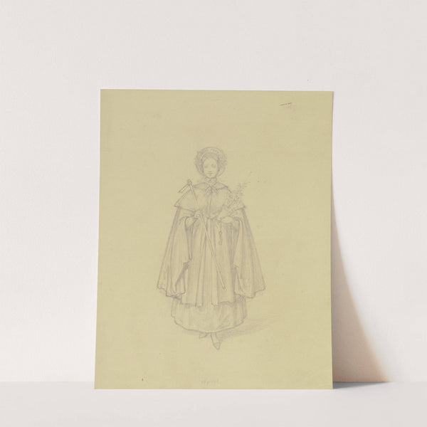 Eine junge Frau mit einem Blumentopf und einer Hacke (Allegorie des Monats April) by Ferdinand Fellner