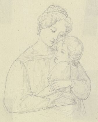 Eine Mutter, ihr Kind umarmend