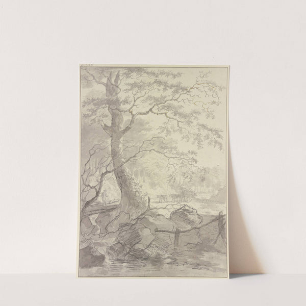 Eine Waldpartie, inmitten ein Karren mit zwei Ochsen by Gerard van Nijmegen