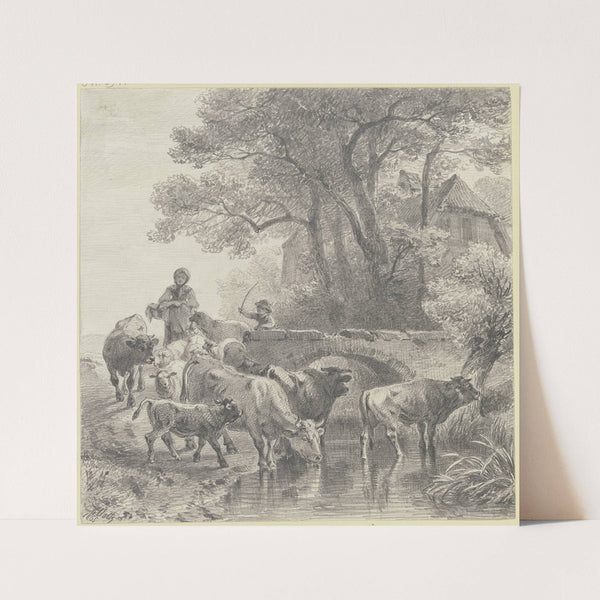 Eine zur Tränke getriebene Viehherde (1865) by Friedrich Voltz