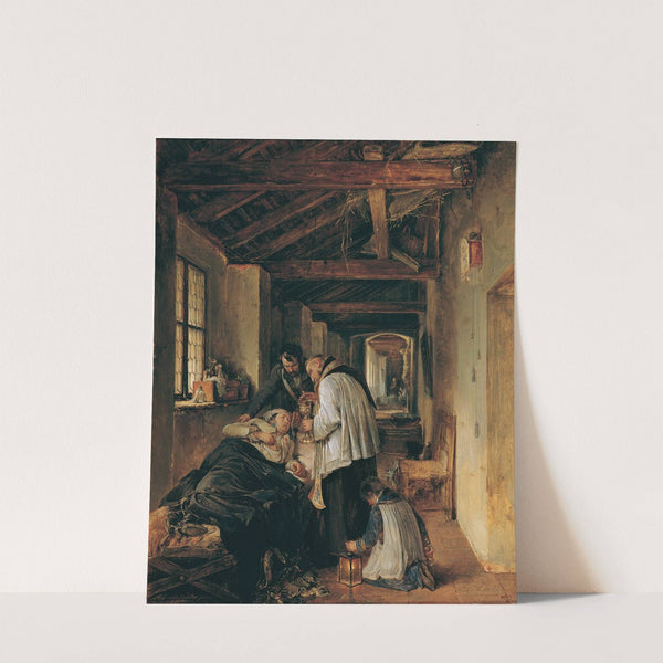 Einem verwundeten Offizier wird die letzte Ölung erteilt by Albert Schindler