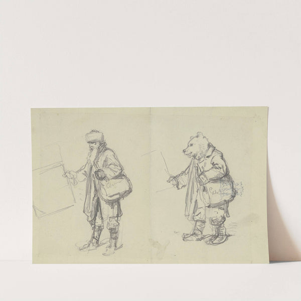 Eines Mann und ein Bär in derselben Haltung by Wilhelm Amandus Beer