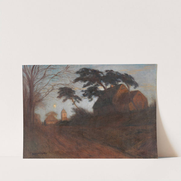 Eingang von Worpswede (Abend in Worpswede mit der alten Schmiede von Struß) (1940) by Otto Modersohn