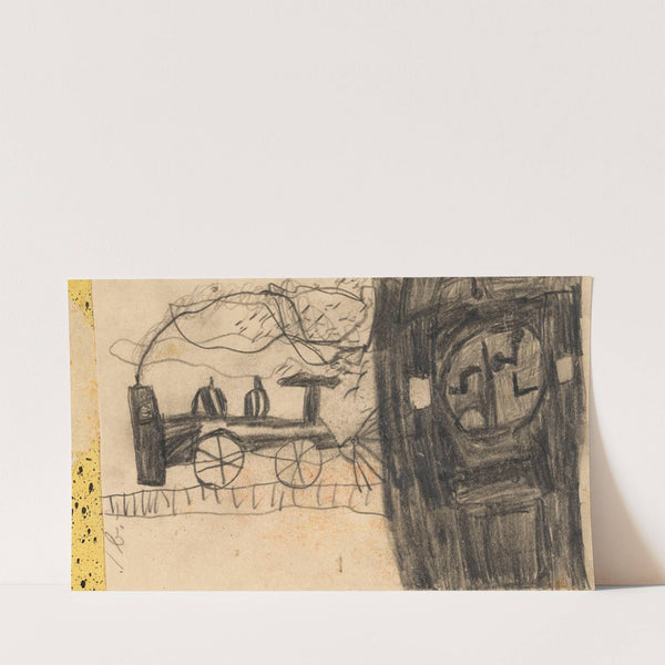 Eisenbahn (Kinderzeichnung) (CA 1895) by Egon Schiele