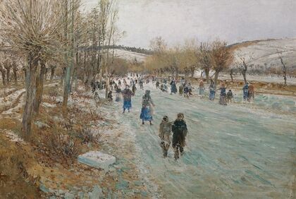 Eisläufer Auf Der Thaya Bei Lundenburg