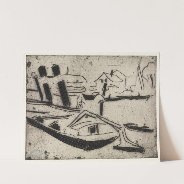 Elbzille mit Kettenschlepper (1910) by Ernst Ludwig Kirchner