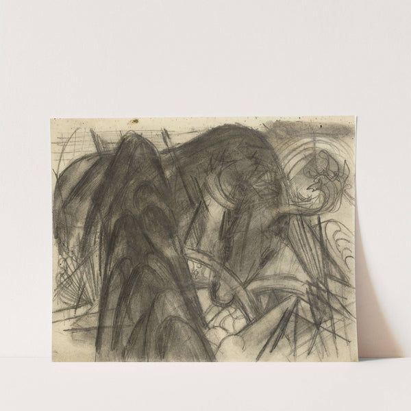 Elch in phantastischer Umgebung (Hirsch in Landschaft) (1913) by Franz Marc