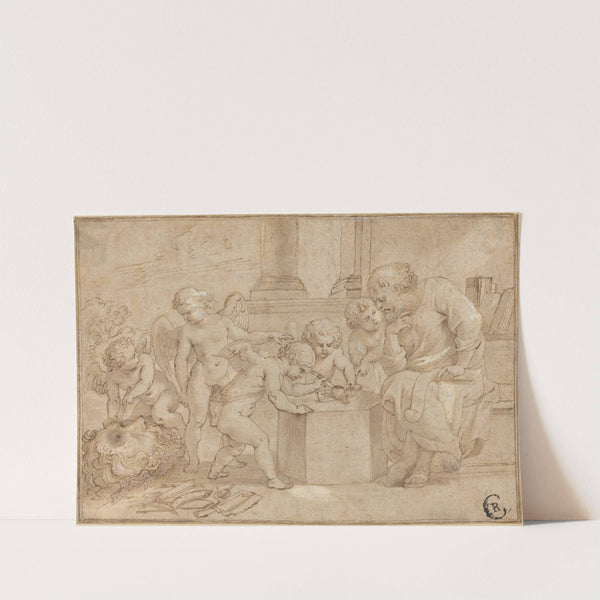 Elderly Man Watching Putti Dissect an Eye by Peter Paul Rubens