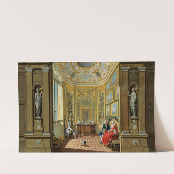 Elegant Figures Seated In The Picture And Porcelain Cabinet of a Palace by Giuseppe Zocchi