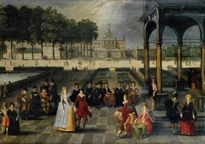 Elegant in the park of a classic palace