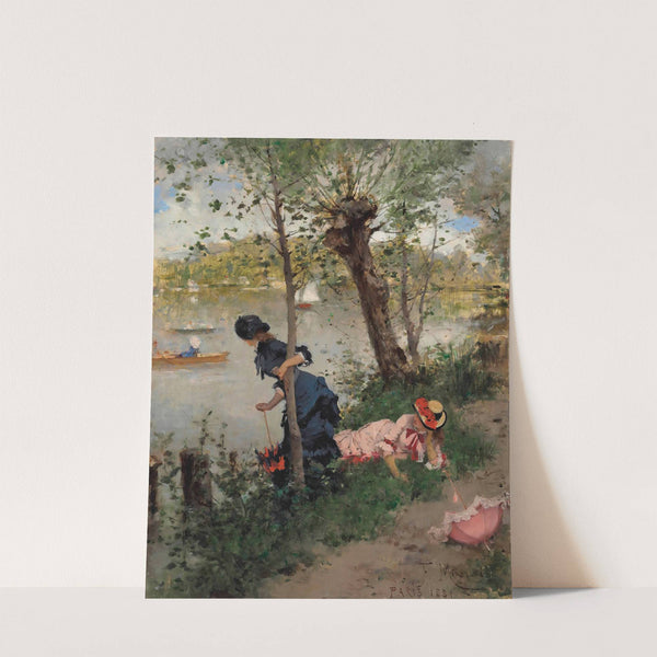 Elegant Ladies resting by a River (1881) by Francesc Miralles i Galaup