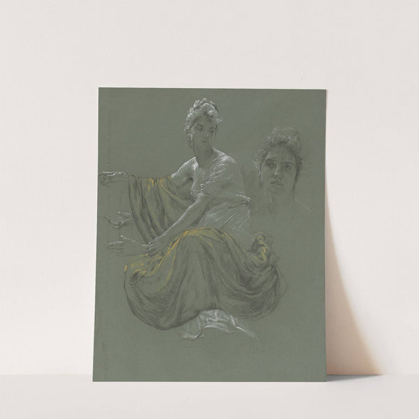 Elegant Young Woman in Classical Drapery by Otto Greiner