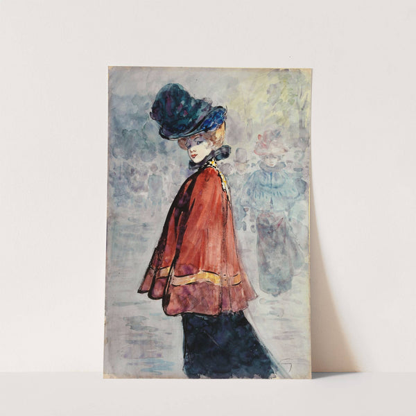 Elégante à la pélerine rouge (1890-1900) by Henri Somm