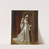 Elegante Dame in weißem Damastkleid by Władysław Bakałowicz
