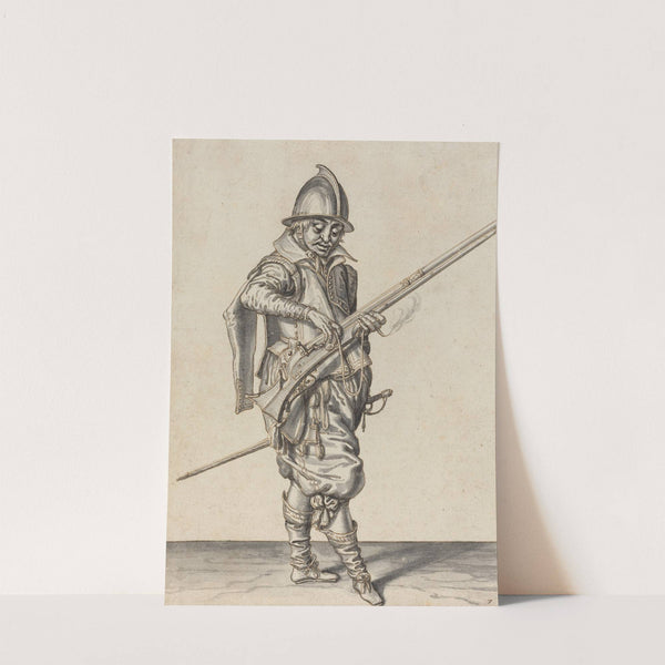 Elegantly Dressed Soldier Preparing to Fire His Caliver by Jacob de Gheyn II
