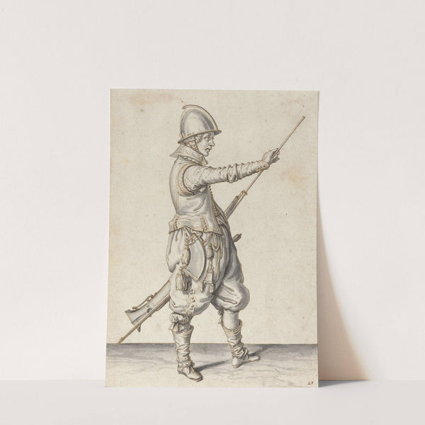Elegantly Dressed Soldier Tamping His Caliver by Jacob de Gheyn II