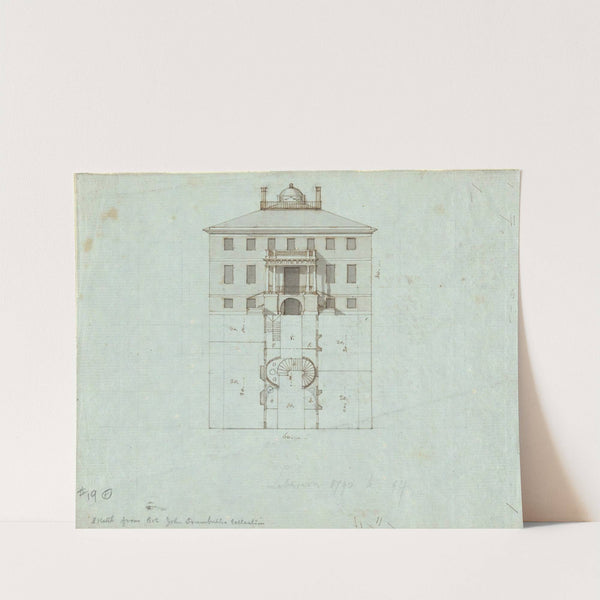 Elevation and plan for interior of large house (1790–94) by John Trumbull