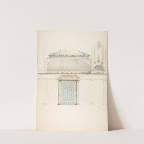 Elevation and transverse section of a domed and colonnaded hall (19th Century) by Jules-Edmond-Charles Lachaise