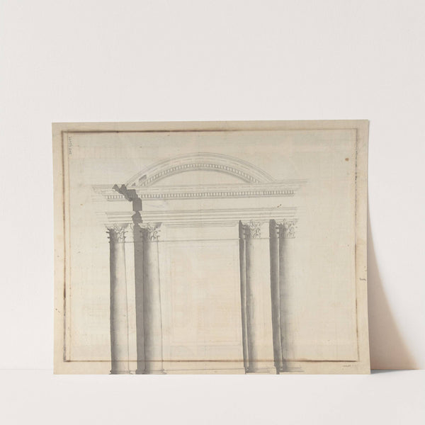 Elevation Design for a Monumental Entrance with Columns and Rounded Pediment (1794) by Giovanni Battista Galliani