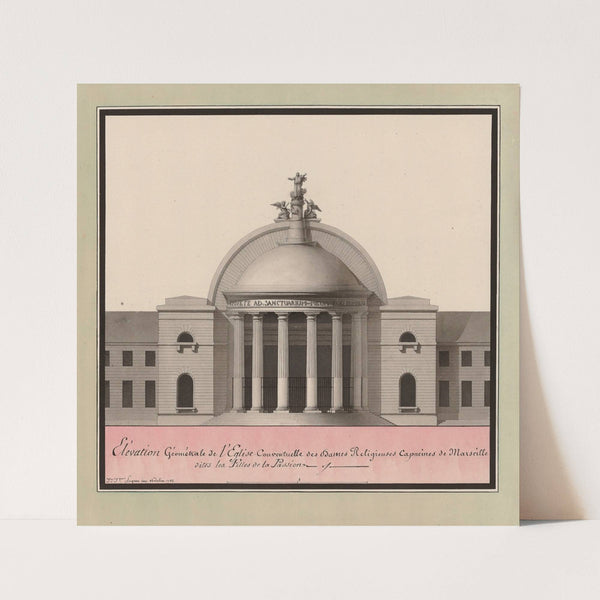 Elévation géométrale de l’église conventuelle des Dames Religieuses Capucines de Marseilles dites les Filles de la Passion (1788) by Jean Jacques Lequeu