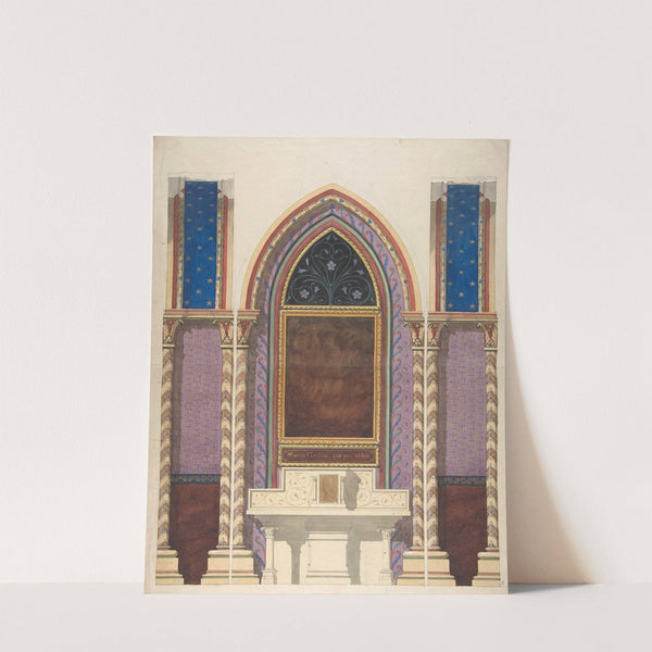Elevation of a design for an altar and painted wall decoration (19th Century) by Jules-Edmond-Charles Lachaise