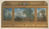 Elevation of a paneled interior decorated with painted landscapes and coves with cartouches and flowers