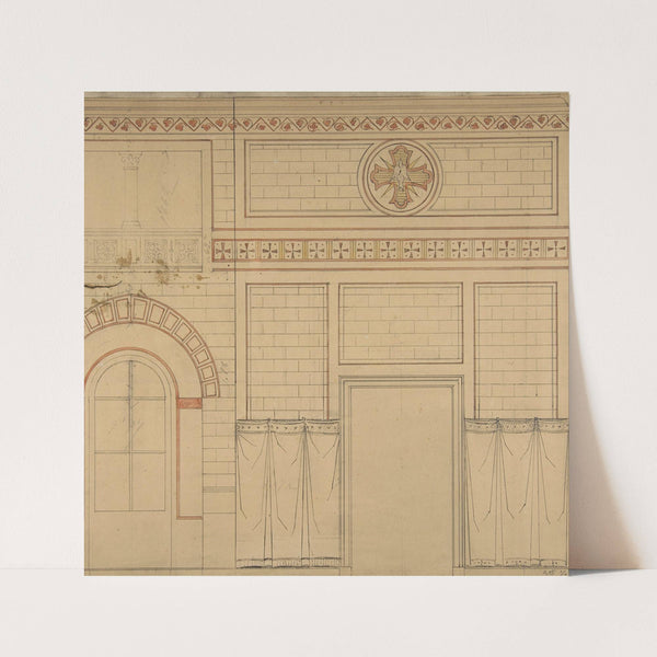 Elevation of a wall decorated with the dove of the holy ghost by Jules-Edmond-Charles Lachaise