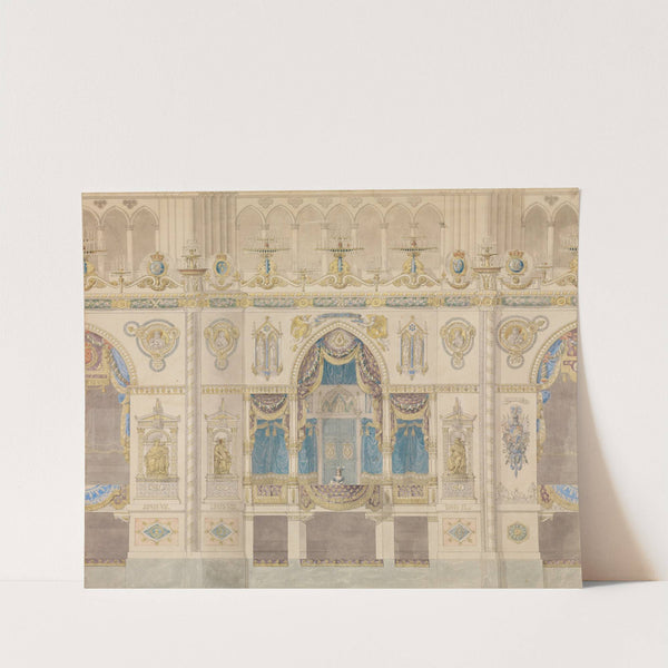 Elevation of Reims Cathedral with the Royal Box for the Coronation of Louis XVIII by Charles Percier