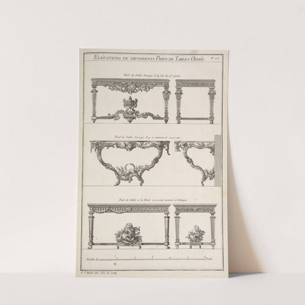 Elévations de differents pieds de tables ornée. (1769-1774) by André Jacob Roubo