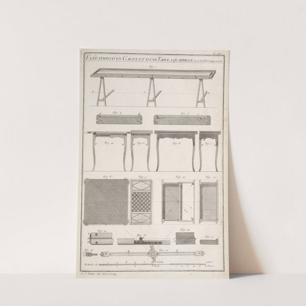 Elévations d’un galet, et d’une table a quadrille avec ses développements. (1769-1774) by André Jacob Roubo