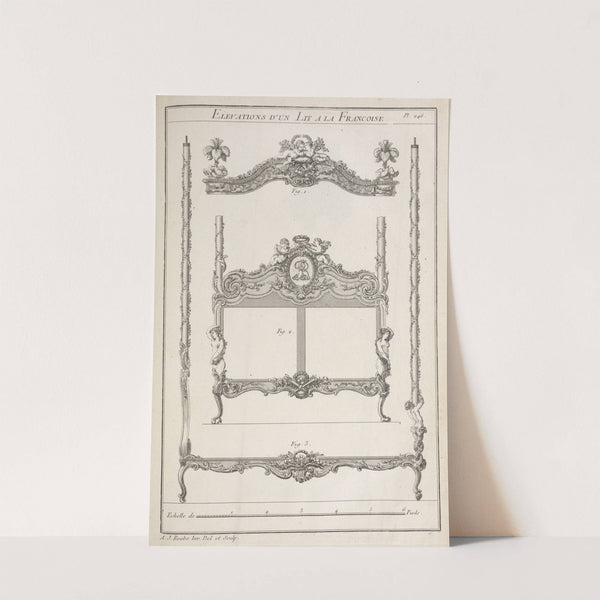 Elevations d’un lit a la francoise. (1769-1774) by André Jacob Roubo