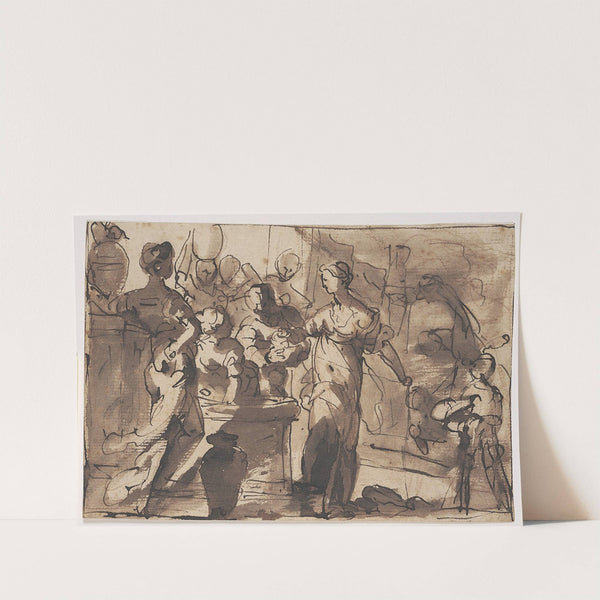 Eliezer og Rebecca ved brønden i byen Nahor by Domenico Piola