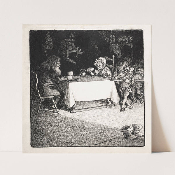 Elves serving dinner to Santa Claus and Mrs Claus (1903) by William Henry Walker