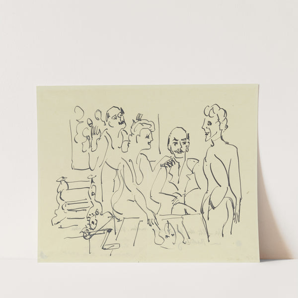 Emil Nolde, Ada Nolde, Erich Heckel und Ernst Ludwig Kirchner bei der Vorbereitung eines Holzschnittes (1937) by Ernst Ludwig Kirchner