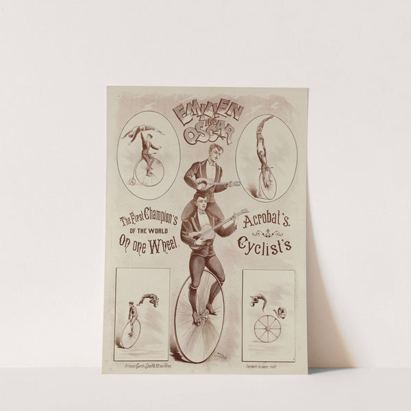 Emilien And Oscar The First Champion’s Of The World On One Wheel. Acrobat’s Cyclist’s (1880-1890) by Garric