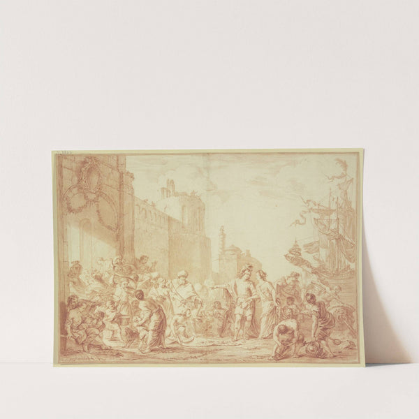 Empfang Helenas in Troja by Arnold Houbraken