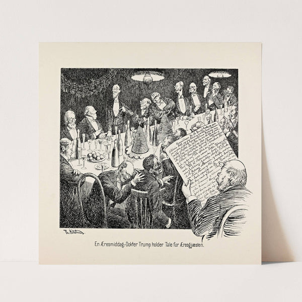 En Æresmiddag – Dokter Trump holder Tale for Æresgjæsten (1889) by Theodor Kittelsen