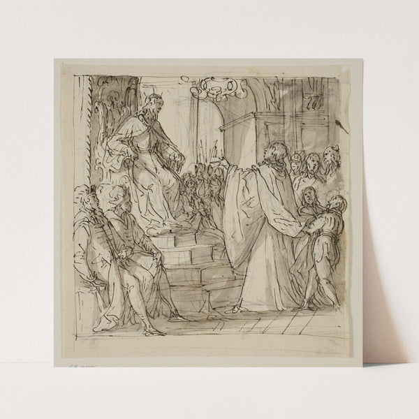 En ambassadør for Barbarigo-familien modtages i audiens af en konge Studie til en fresco i Villa Barbarigo, Noventa Vicentina by Antonio Aliense