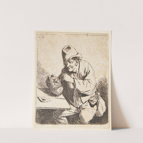 En bonde, der tænder sin pibe by Cornelis Pietersz. Bega