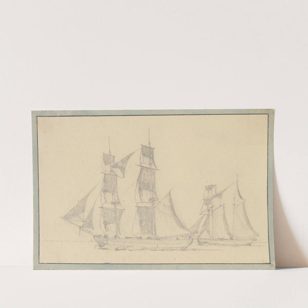 En brig og en skonnert under sejl by Christoffer Wilhelm Eckersberg