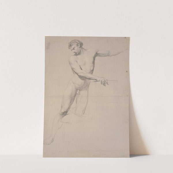 En face, stående på højre ben_mens venstre knæ støtter mod en taburet; ikke tegnet færdig_ (1745 – 1802) by Jens Juel