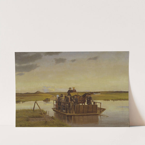 En færge over Gudenåen by Hans Smidth