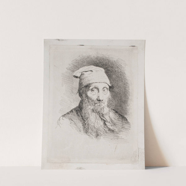 En gammel mand med hue Brystbillede by Carl Bloch