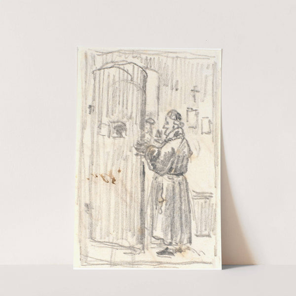 En gejstlig ved en halvåben dør by Martinus Rørbye