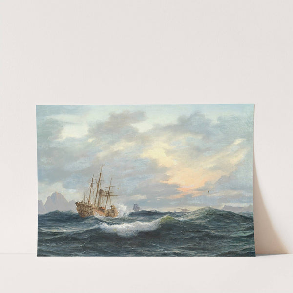 En hjuldamper og andre skibe på havet (1845) by Anton Melbye