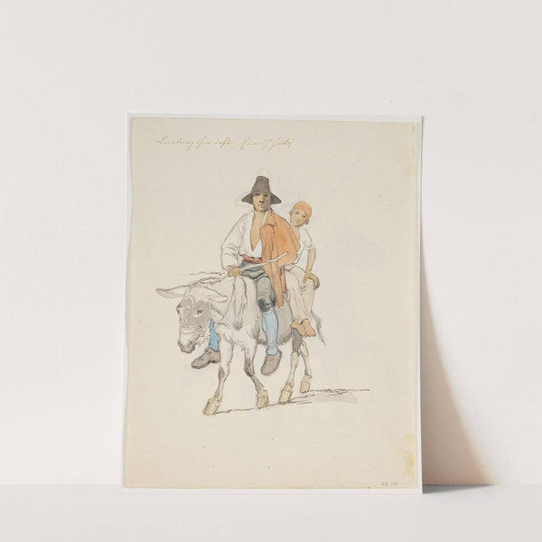 En italiensk bonde med hans søn, siddende på et æsel by Johan Thomas Lundbye