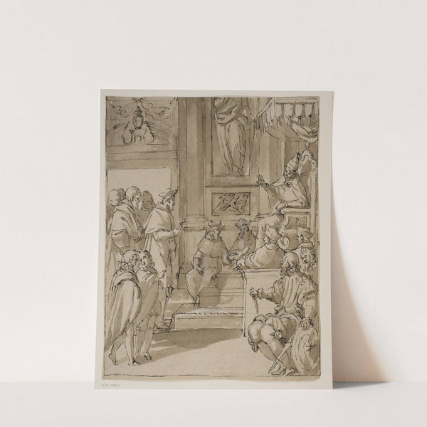 En kardinal af Barbarigo-familien modtages i audiens af paven Studie til en fresco i Villa Barbarigo, Noventa Vicentina by Antonio Aliense