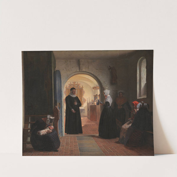 En kones højtidelige kirkegang efter barselfærd by Christen Dalsgaard