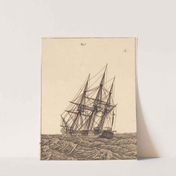 En korvet i storm Illustration til Linearperspectiven , Tavle X by Christoffer Wilhelm Eckersberg