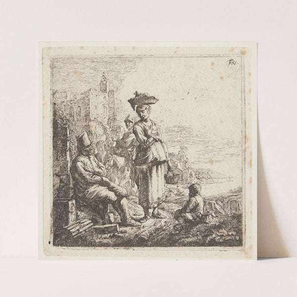 En kvinde med kurv på hovedet by Thomas Wijck